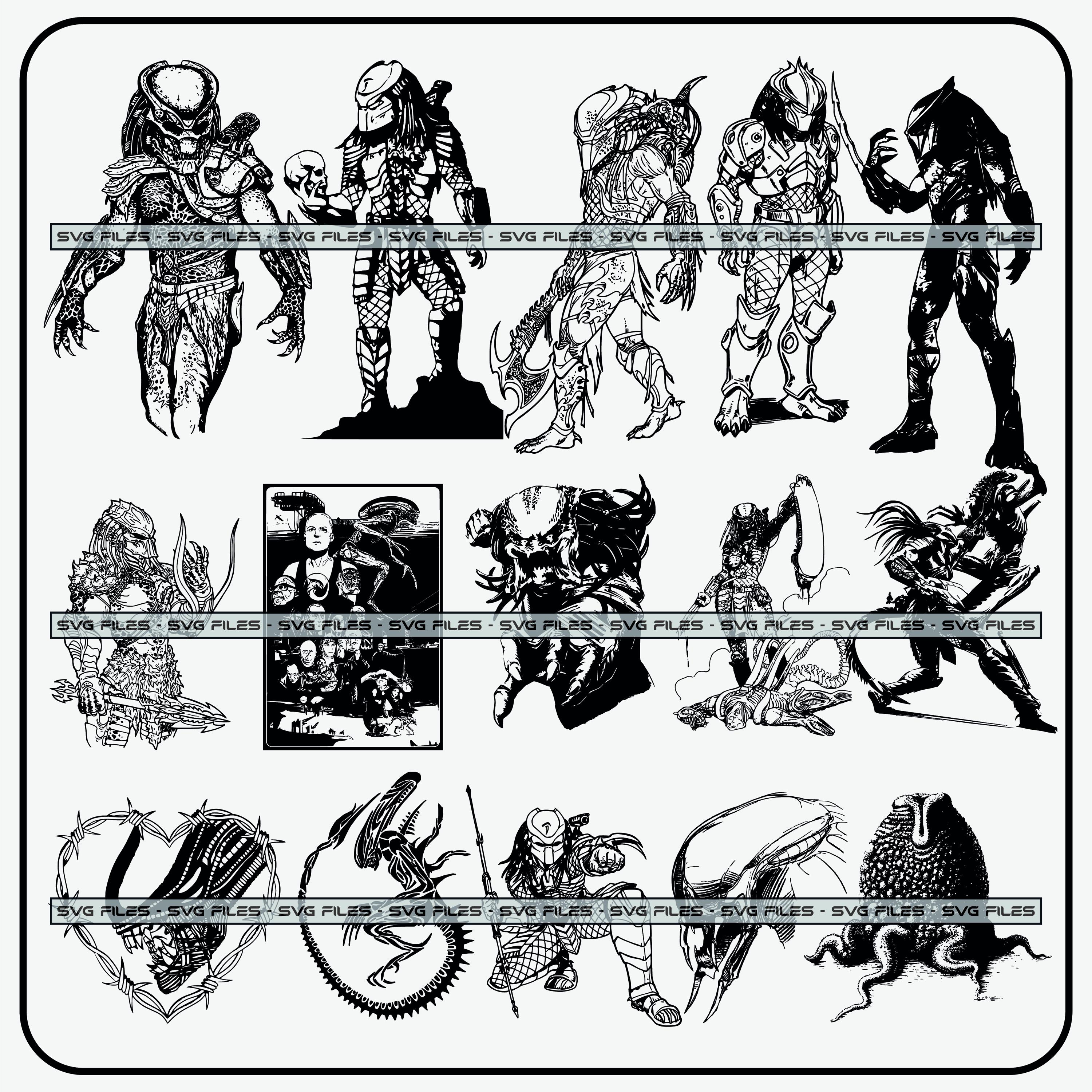 Alien Predator SVG Bundle, Alien Movie SVG, Predator SVG, Sci-fi Svg ...