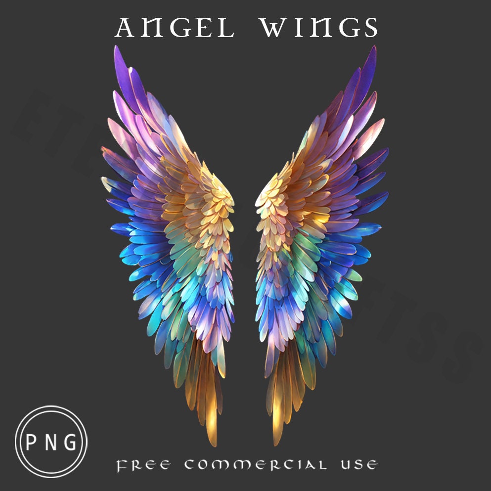 Rainbow Angel Wings Png, Watercolor Wings, Rainbow Clipart, Image Files ...