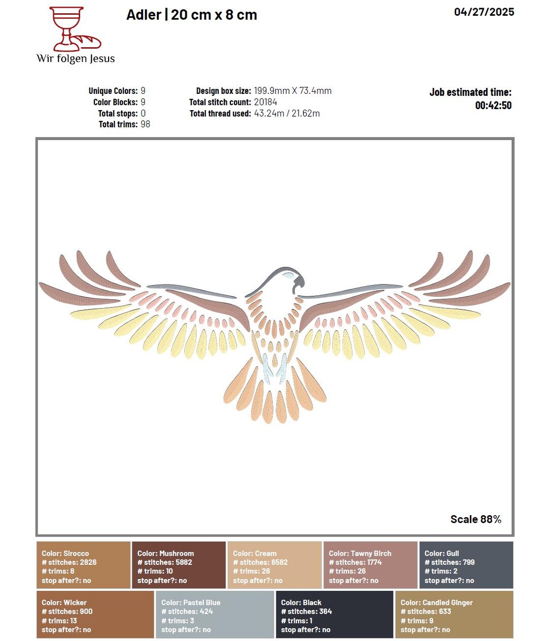 Majestic Flying Eagle With Spread Wings – Detailed Embroidery File in 6 ...