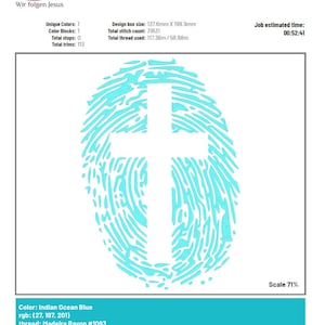 Fingerprint & Cross | Jesus Christ's DNA | Personalized Jesus Cross | 6 Sizes | 1 Color | Embroidery File