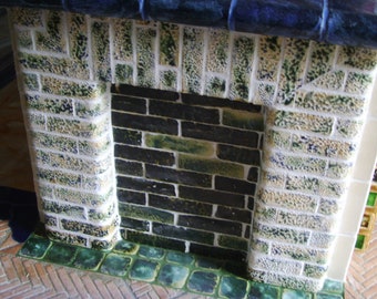 Azulejo de chimenea/azulejos de ladrillo 9,5x2 acuarela hecha a mano acuarela esmaltada en exterior, pared, chimenea, diseño decoración arte arcilla de inserción única