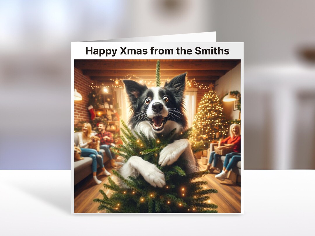 Personalised Border Collie Christmas Card | Festive Dog Holiday ...