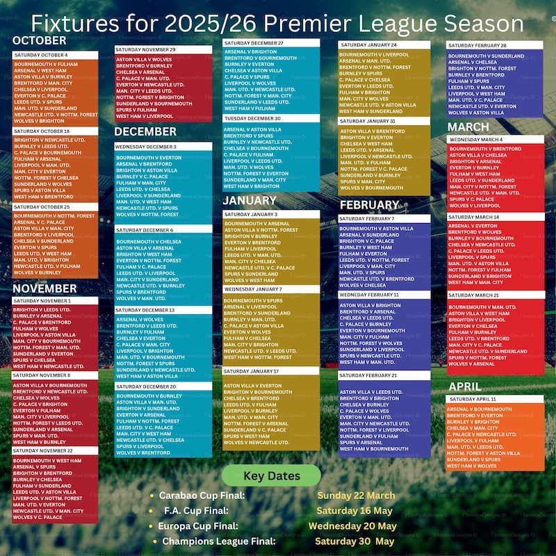 2025 Seasons Dates 2025 - Etsy UK