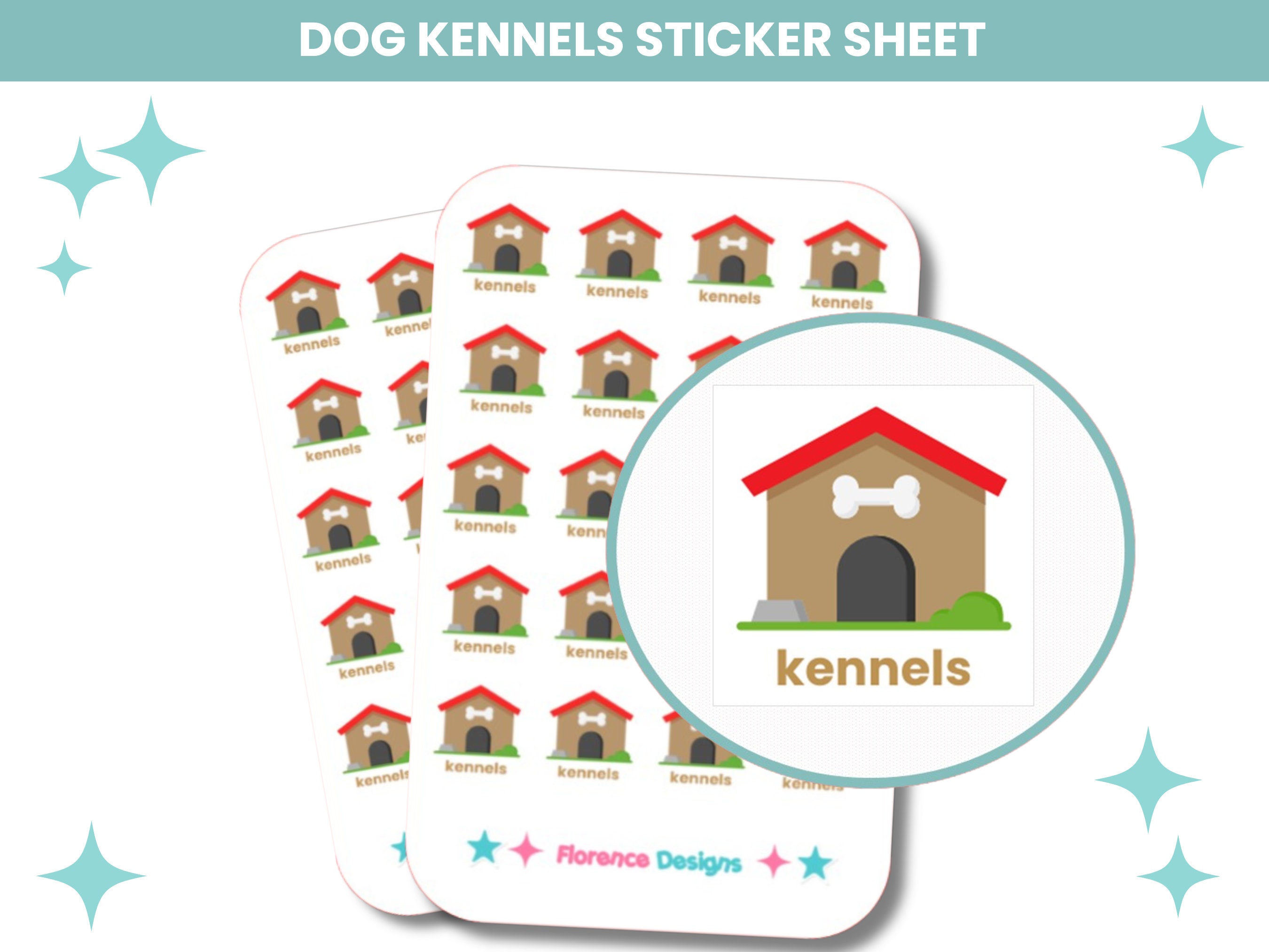 Dog Kennels Sticker Sheet for Calendars, Bullet Journal, Planner