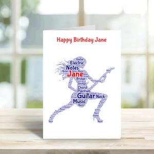 Personalised Guitar Birthday Card: Custom Musician Gift