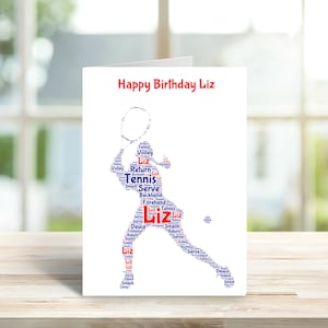 Personalised Tennis birthday card, female| Home Gift| Personalised Family Gift | Family Illustration | Tennis
