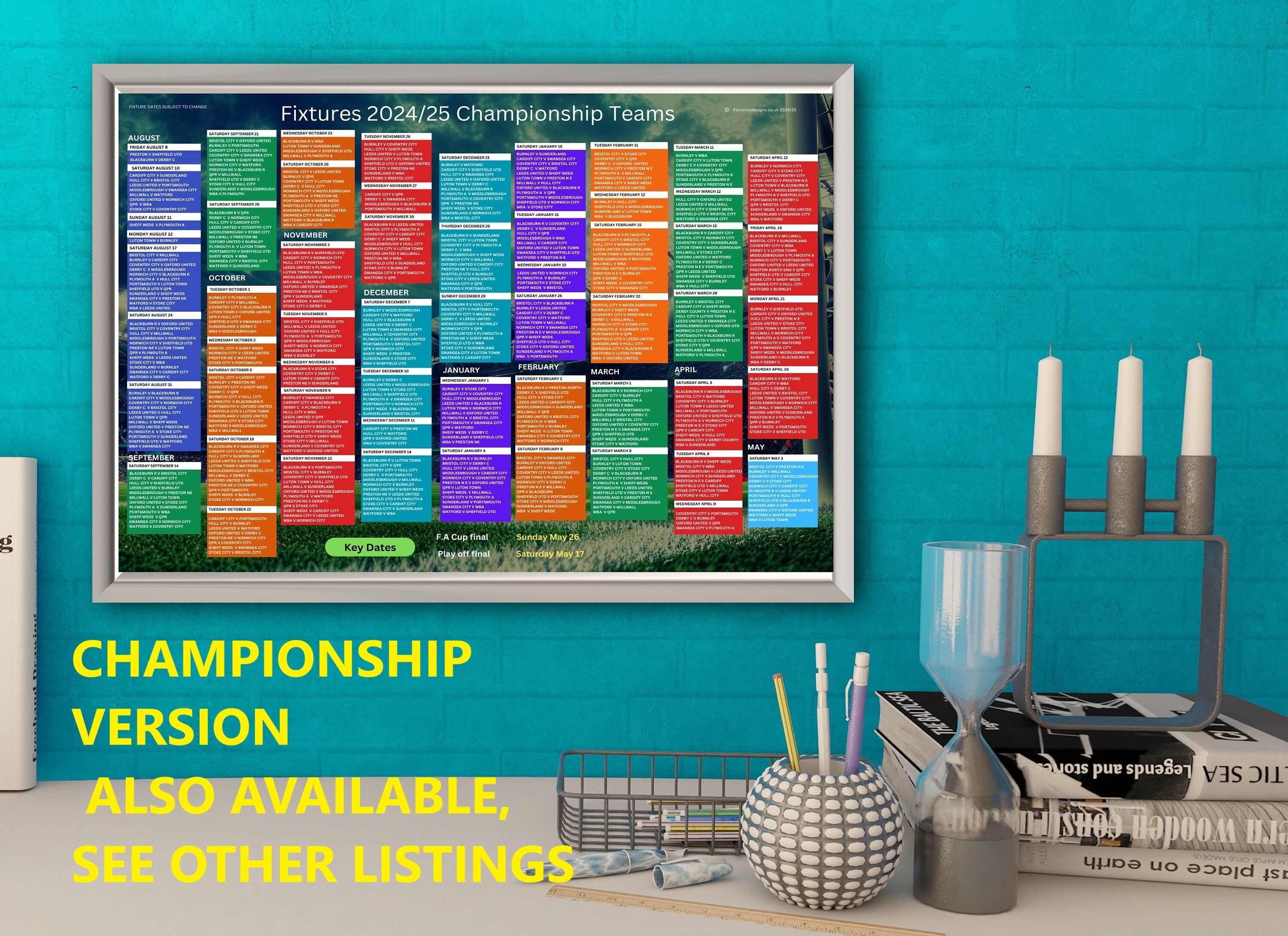 Premier League Fixture Wall Chart, 2024/25 Season, Digital Download Premier League Fixture Wall Chart, 2024/25 Season, Digital Download