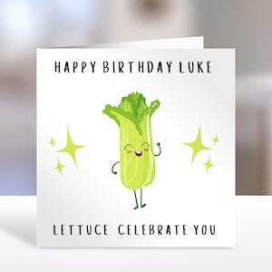Funny Birthday Card, Lettuce Design (Personalised, Eco-Friendly)