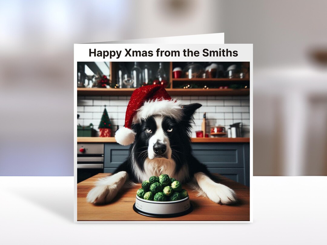 Personalised Border Collie Christmas Card | Festive Dog Holiday ...