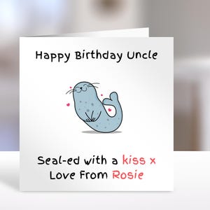 Personalised Uncle birthday card,  sealed with a kiss,  | Home Gift | greeting Cards | birthday card for Uncle