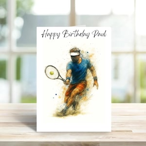 Personalised tennis birthday card, watercolour | Home Gift |tennis Cards | Personalised Family Gift | card Illustration