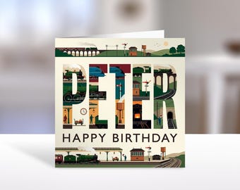 Personalised Steam Train Card | Railway Enthusiast Birthday | Steam Locomotive Gift for Him