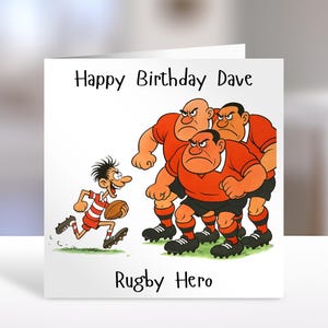Personalised rugby birthday card, custom rugby-themed greeting card for birthdays, perfect sports fan gift