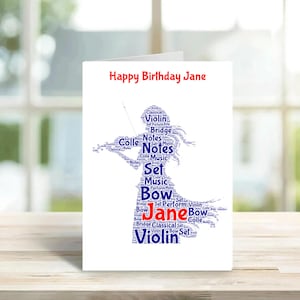 Personalised Violin Birthday Card for Her | Custom Music Greeting | Unique Gift for Violin Players & Family
