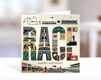 Motorsport Birthday Card | Racing Print | Race Fan Gift for Him, Dad, Petrolhead
