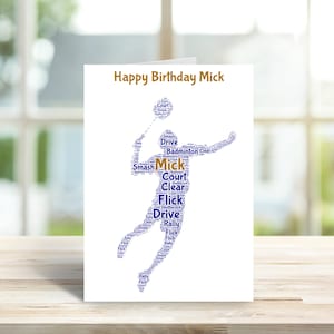 Personalised badminton birthday card,  word art | Home Gift | badminton Cards | Personalised Family Gift