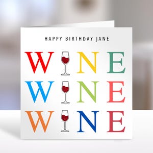 Birthday Card - wine, | Cute Greeting Cards  | Birthday Gift Idea for friends, personalised, humourous card