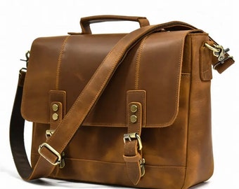 The Classic Mens Vintage Leather Bag , Gifts for him , full grain leather , laptop bag