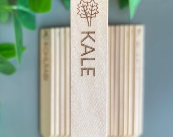 Laser Engraved Wooden Kale Garden Stake: Plant Marker