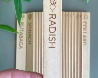 Radish Garden Stake: Laser Engraved Basswood Plant Label