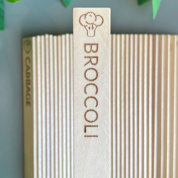 Wooden Broccoli Garden Stake, Vegetable Plant Label, Garden Bed Planter Marker, Stakes for Vegetables, Gift for Gardeners