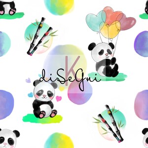 pattern cucciolo panda bimbi, ideale per stampa su tessuto, carte da parati , carta regalo