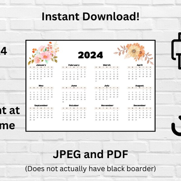 2024 Printable Flower Calendar