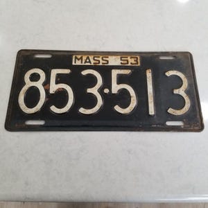 1953 Massachusetts License Plate vintage
