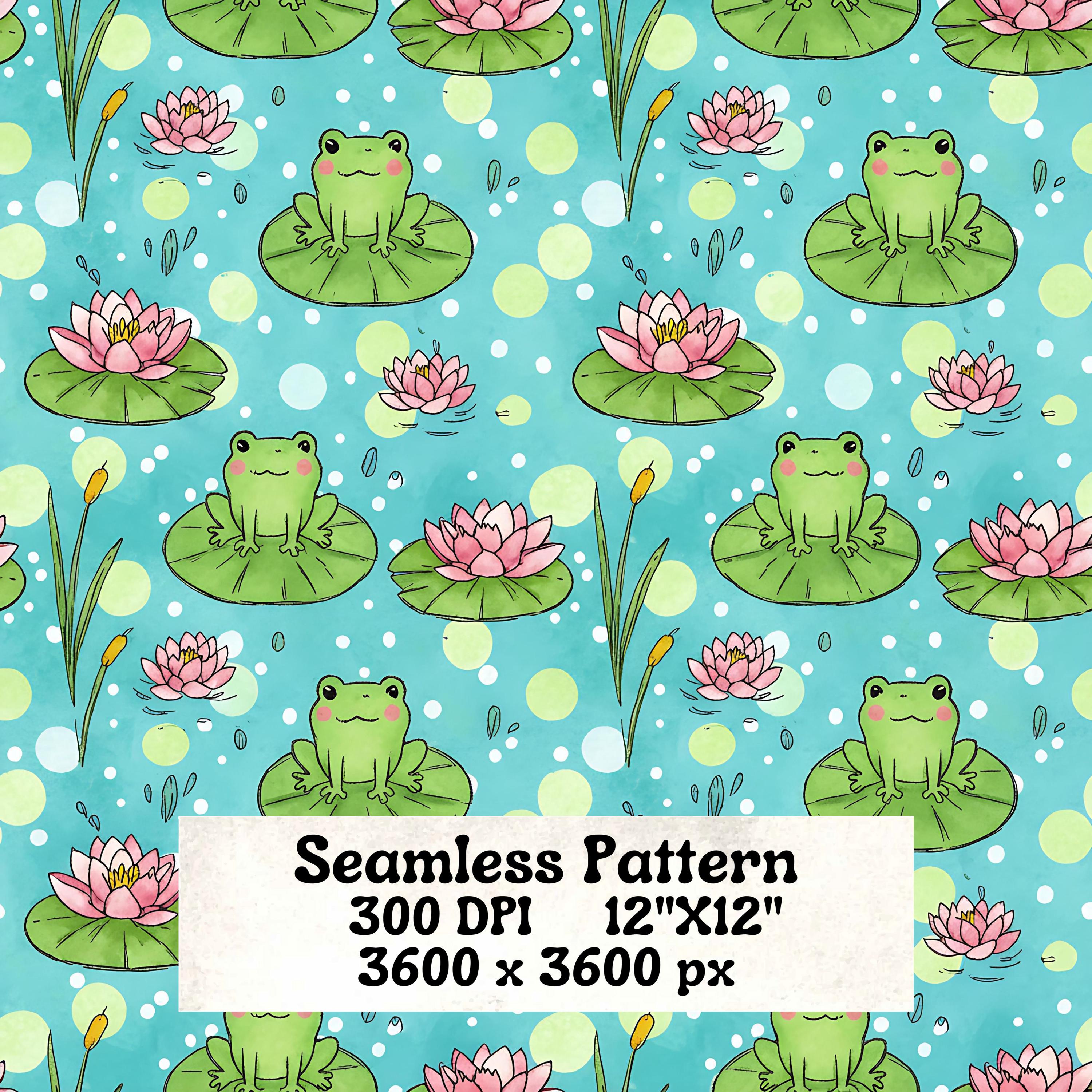 Cute Frog Seamless Pattern, Digital Download, Digital Paper, Cute Frog ...