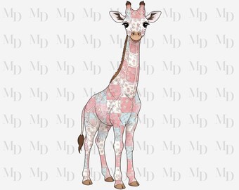 Patchwork Giraffe PNG, Baby Design, Digital Download, Sublimations, Pink Girl Clipart