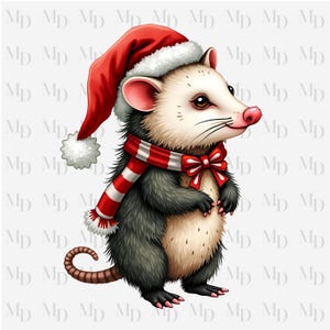 Joli Noël opossum PNG, conception de Noël Opossum, téléchargement immédiat, numérique, conception de Noël