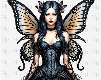 Butterfly Goth Fairy PNG, Clipart, Instant Download, Fairy design, Digital Download, Sublimation, Goth PNG