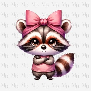Malheureux raton laveur PNG, Clipart mignon raton laveur, téléchargement immédiat, sublimation, téléchargement numérique
