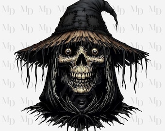 Scary Scarecrow PNG, Spooky Halloween Vintage Style, Sublimation, Digital Download PNG, Halloween Design