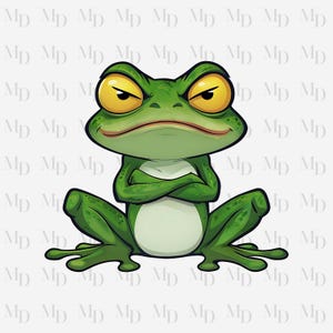 Little Angry Frog PNG, kikker clipart instant download, sublimatie, kikker ontwerp, digitaal ontwerp