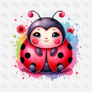 Carina coccinella PNG, clipart coccinella, download istantaneo, digitale, 300 DPI, design coccinella, design sublimatico