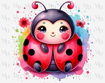 Coccinella carina PNG, Clipart coccinella, Download immediato, Digitale, 300 DPI, Design coccinella, Design a sublimazione