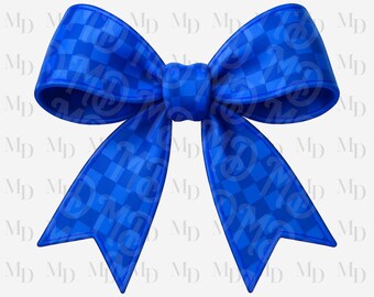 Blau karierte Schleife PNG: Kokette Clipart, Sublimationsdesign (digitaler Download)