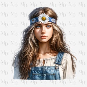 Hippie Girl PNG, Clipart, Instant Download, Hippie design, Digital Download, Sublimation