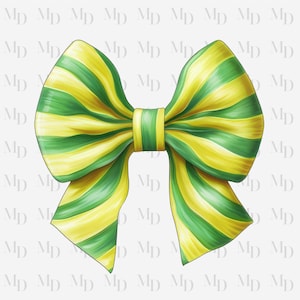 Groene en gele strik PNG, Instant Download, aquarel clipart, Coquette Design, aquarel, grote strik