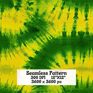Green and Yellow Tie Dye Seamless Pattern , PNG, Instant Download, Tie Dye Pattern, 300 Dpi, 12x12, 3600x3600