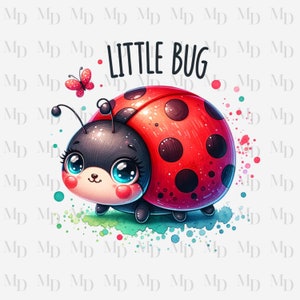 Little Bug PNG, clipart coccinella, download istantaneo, digitale, 300 DPI, design coccinella