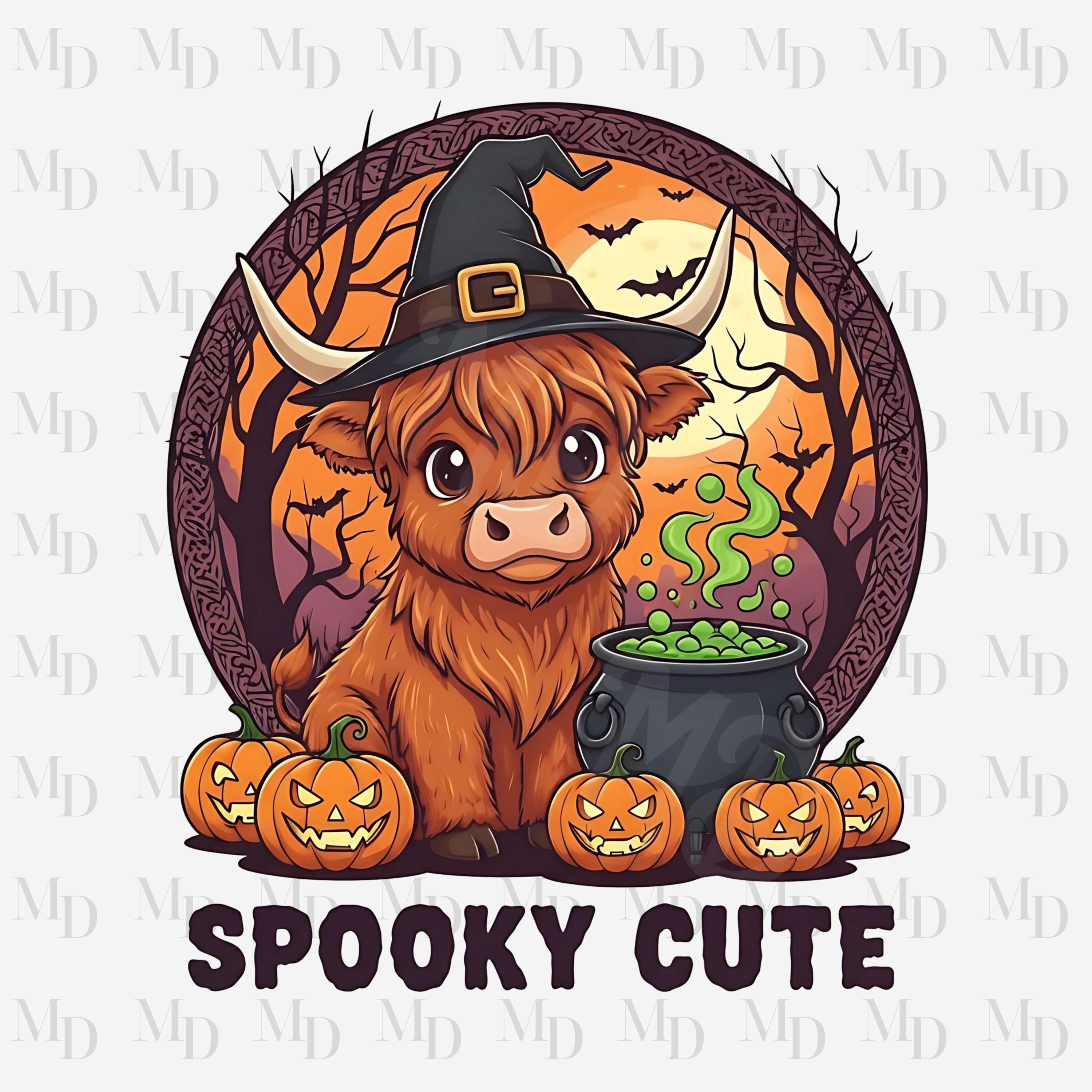 Spooky Cute Highland Cow Halloween PNG, Bats, Sublimation, Digital ...