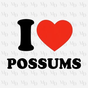 J'aime les opossums PNG, sublimation, téléchargement immédiat, téléchargement numérique, conception drôle, coeur rouge, opossum