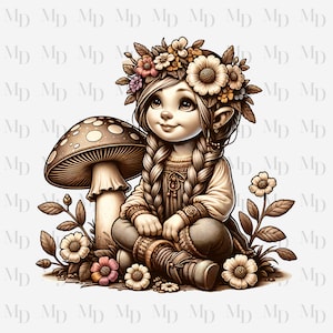 Hippie Gnome Girl PNG, Clipart, Instant Download, 300 Dpi, Hippie Clipart, Gnome Girl PNG