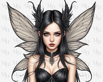 Goth Fairy PNG, Clipart, Instant Download, Fairy design, Digital Download, Sublimation, Goth PNG