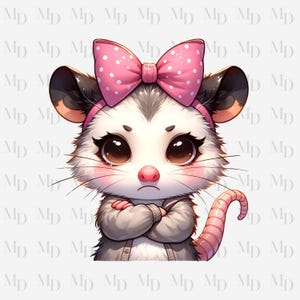 Unglücklich Opossum PNG, Opossum Clipart, Sofort Download, Sublimation, süßes unglückliches Opossum