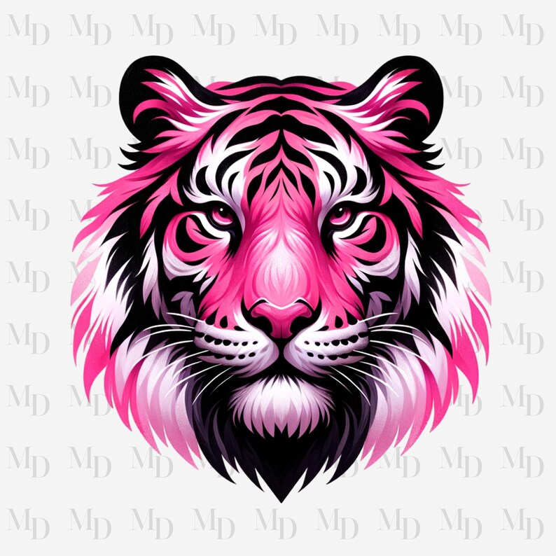 Cara de tigre rosa y negra PNG, clipart de tigre, descarga instantánea ...