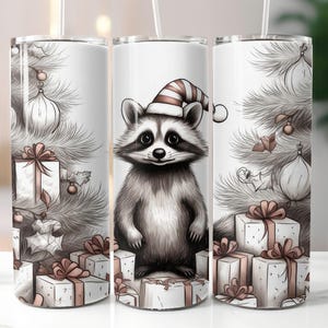 Racoon Christmas Tumbler Wrap PNG, Instant Download, Sublimation,  Digital Download, 20 oz Straight Skinny Tumbler Wrap