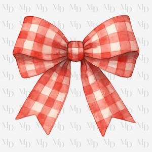 Rot und weiß karierte Schleife PNG, Sublimation, digitaler Download, Sofort Download, Clipart, Coquette Design, große Schleife